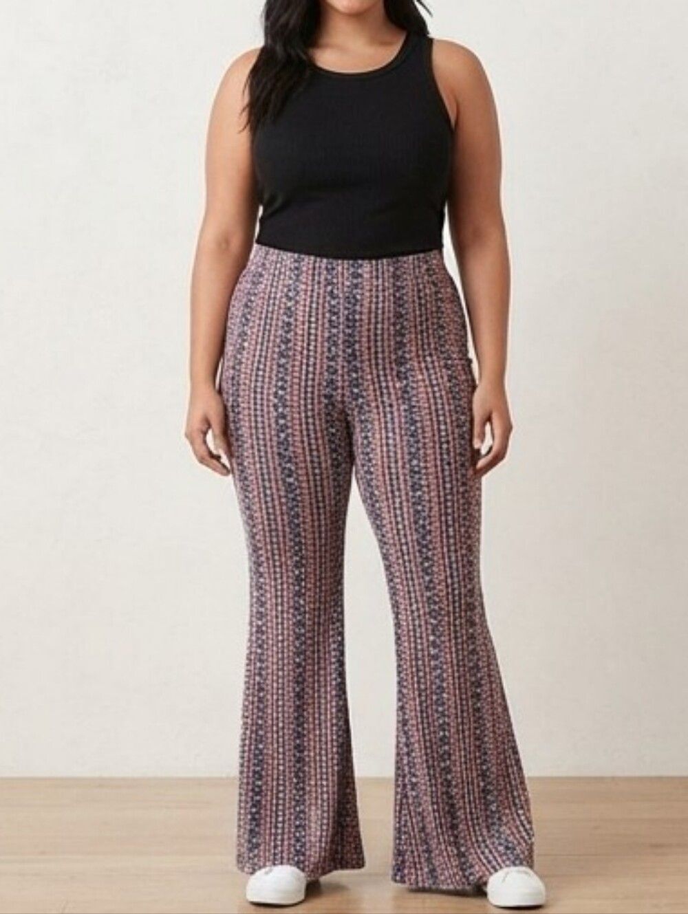 High Rise Pants Flare Wide Leg Boho Floral Print Geometric Patterned Lounge XXL - Picture 12 of 13